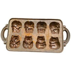 John Wright Cast Iron Teddy Bear Mold Pan Vintage USA Made